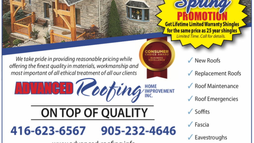 Advanced Roofing Home Improvement Inc. | 1585 Britannia Rd E Unit A8, Mississauga, ON L4W 2M4, Canada | Phone: (905) 232-4646