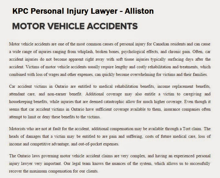 KPC Personal Injury Lawyer | 36 Victoria St W, Alliston, ON L9R 1S8, Canada | Phone: (705) 530-1537