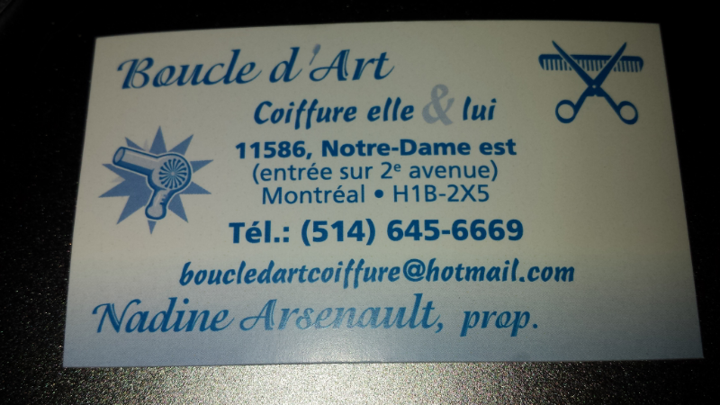 Boucle Dart Coiffure | 11586 Rue Notre-Dame Est, Pointe-aux-Trembles, QC H1B 2X5, Canada | Phone: (514) 645-6669