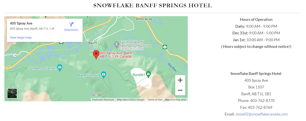 Snowflake Canada Banff Springs Store | 405 Spray Ave, Banff, AB T1L 1H1, Canada | Phone: (403) 762-8770