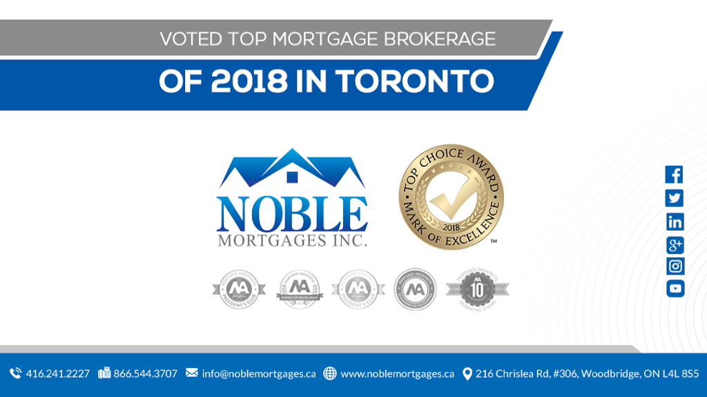 Noble Mortgages | 216 Chrislea Rd Unit 101, Woodbridge, ON L4L 8S5, Canada | Phone: (416) 241-2227