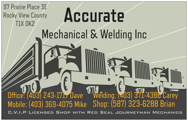 Accurate Mechanical & Welding | 97 Prairie Pl, Rocky View No. 44, AB T1X 0K2, Canada | Phone: (403) 243-1717