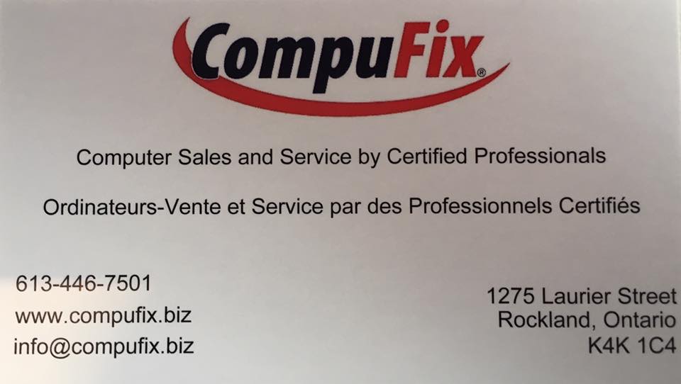 CompuFix | 1275 Laurier St, Rockland, ON K4K 1C4, Canada | Phone: (613) 446-7501