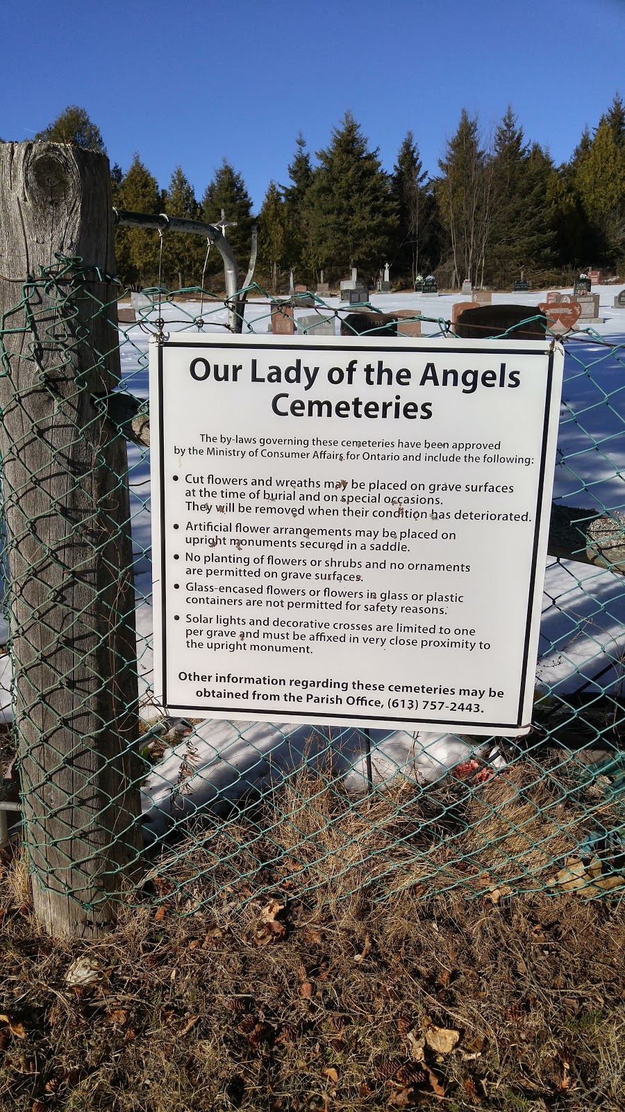 Our Lady of The Angels Cemeteries | 8350 Opeongo Rd, Killaloe, ON K0J 2A0, Canada | Phone: (613) 757-2443