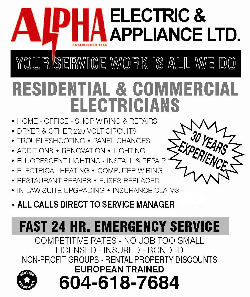 ALPHA ELECTRIC | W 22nd Ave, Vancouver, BC V6S 1J7, Canada | Phone: (604) 618-7684