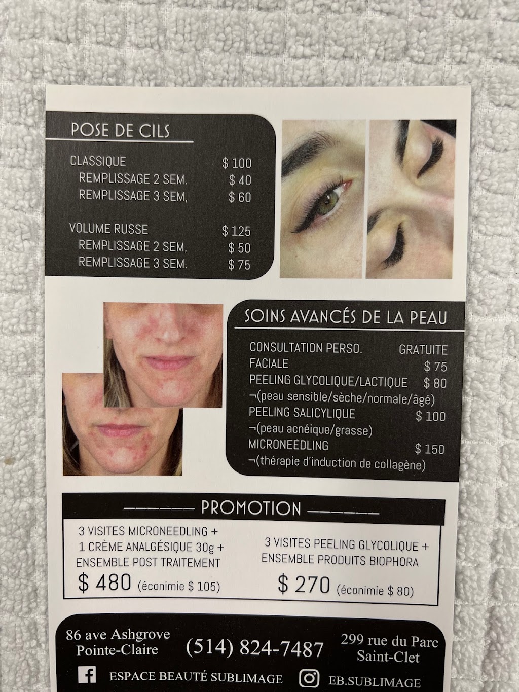 Espace Beauté Sublimage | 299 Rue du Parc, Saint-Clet, QC J0P 1S0, Canada | Phone: (514) 824-7487