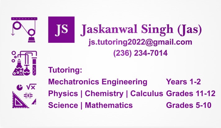 Science & Engineering Tutoring by Jaskanwal Singh (Jas) | 8997 144 St, Surrey, BC V3V 5Z6, Canada | Phone: (236) 234-7014