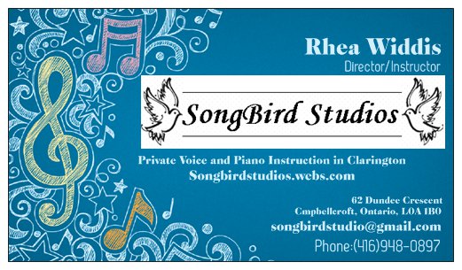 SongBird Studios | 62 Dundee Crescent, Campbellcroft, ON L0A 1B0, Canada | Phone: (416) 948-0897