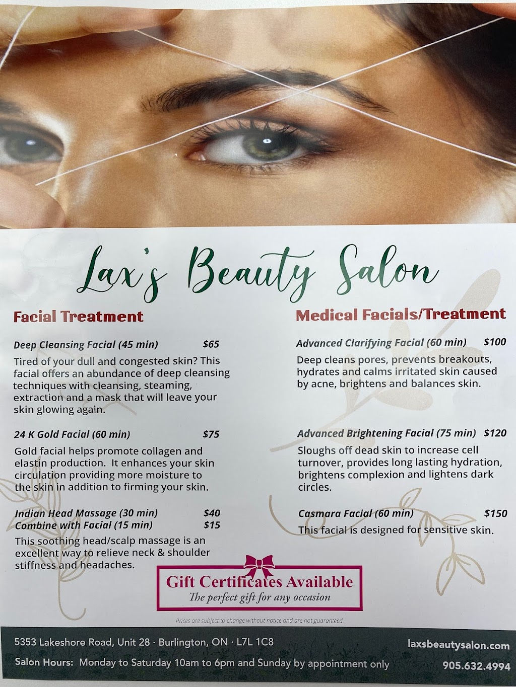 Laxs Beauty Salon | 5353 Lakeshore Rd. Unit 28, Burlington, ON L7L 1C8, Canada | Phone: (905) 632-4994