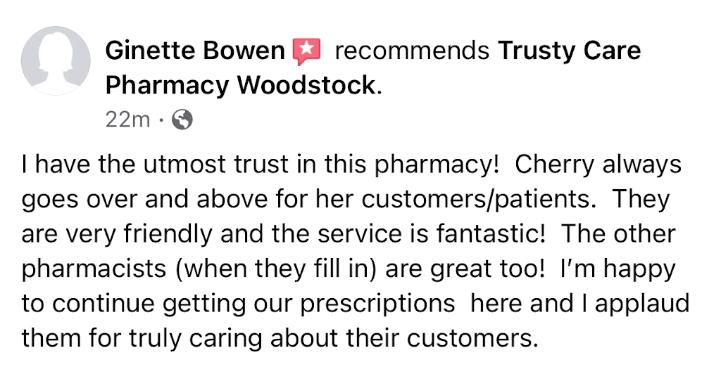 Trusty Care Pharmacy | 2-925 Dundas St, Woodstock, ON N4S 8V3, Canada | Phone: (519) 537-2273