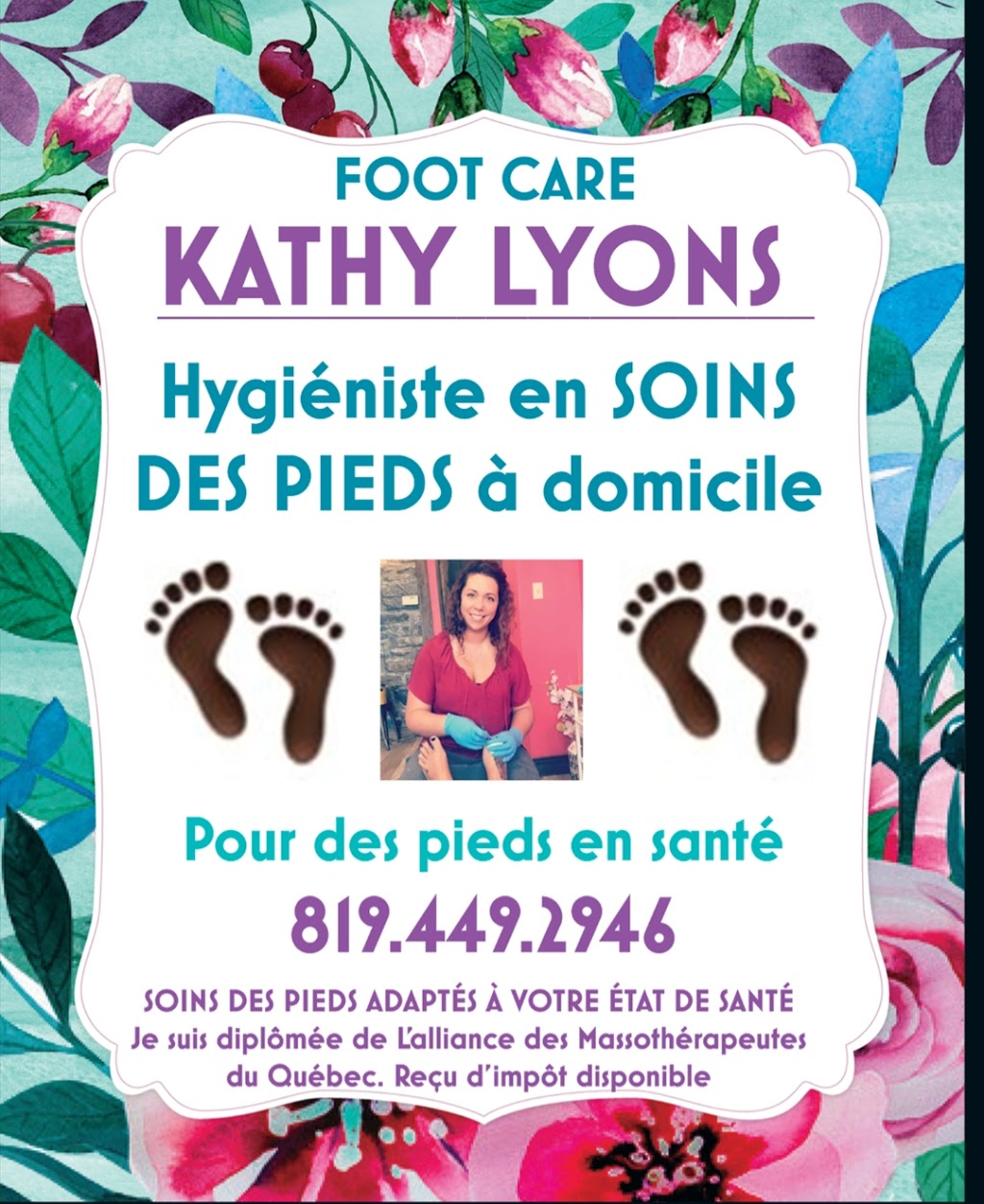 Kathy Lyons Hygiéniste en Soins des pieds à domicile | 110 Ch Farley, Messines, QC J0X 2J0, Canada | Phone: (819) 449-2946