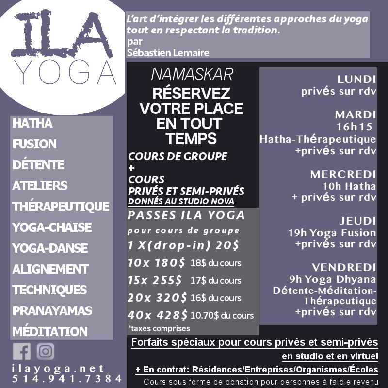 Ila Yoga Pincourt | 3 Chem. Duhamel, Pincourt, QC J7W 4C6, Canada | Phone: (514) 941-7384