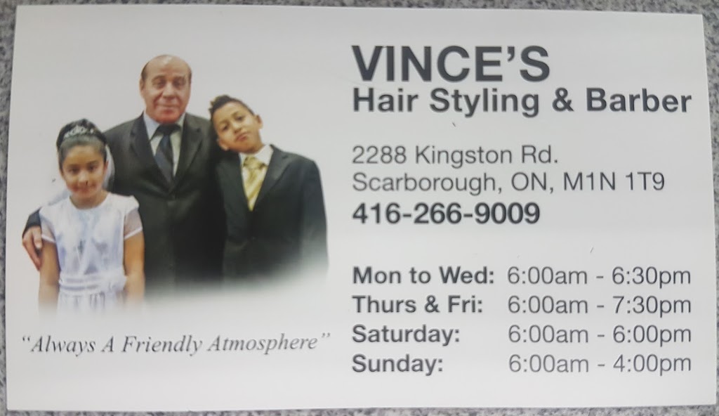 Vinces Hairstyling & Barber | 2288 Kingston Rd, Scarborough, ON M1N 1T9, Canada | Phone: (416) 266-9009