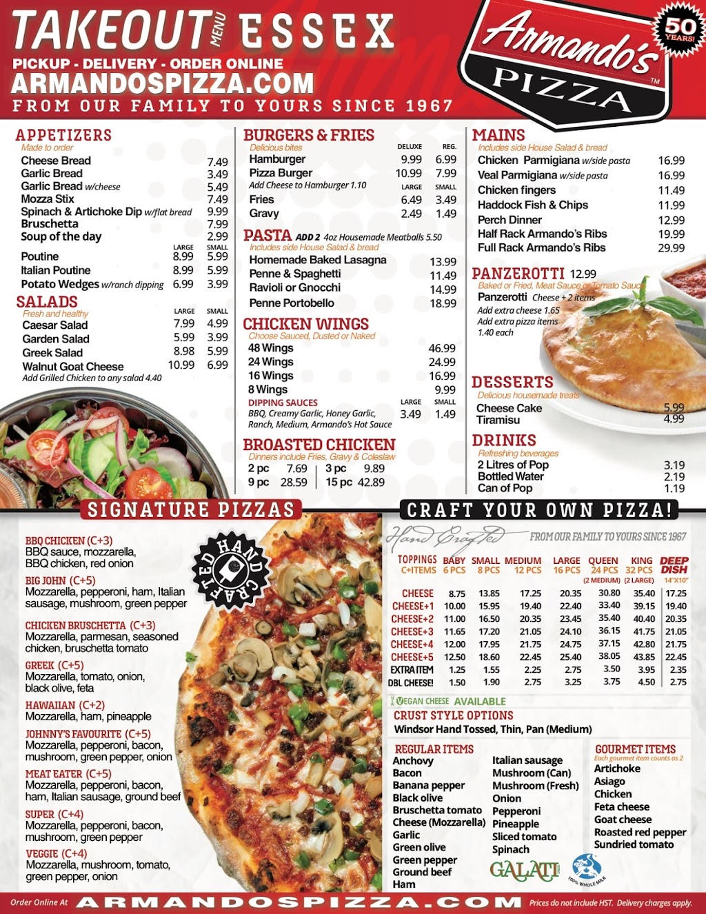 Armandos Pizza - Essex - Dine-in, Takeout & Delivery | 325 Talbot St N, Essex, ON N8M 2W3, Canada | Phone: (519) 776-8333