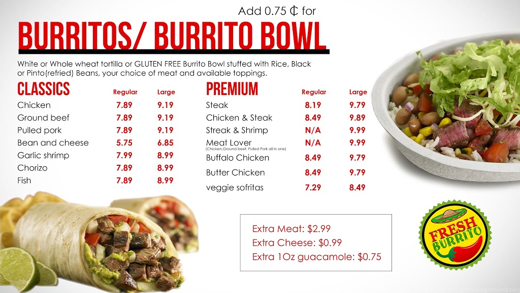 Fresh Burrito | 212 Queen St E, Brampton, ON L6V 1B7, Canada | Phone: (902) 903-6679