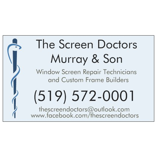 The Screen Doctors, Murray & Son | 2469 Huron Rd, Petersburg, ON N0B 2H0, Canada | Phone: (519) 572-0001