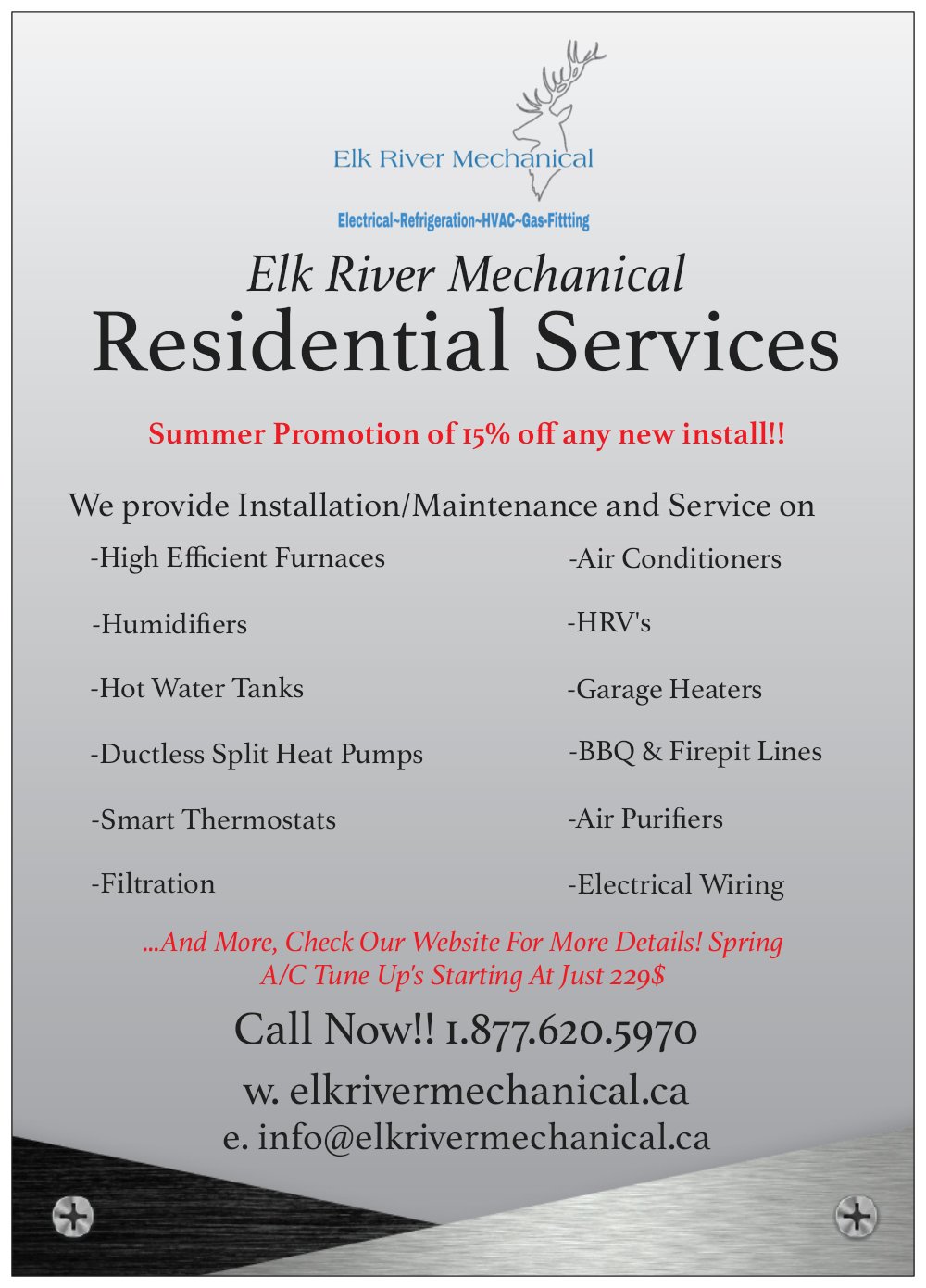 Elk River Mechanical | 32 Prestwick Estate Link SE, Calgary, AB T2Z 3Z2, Canada | Phone: (877) 620-5970