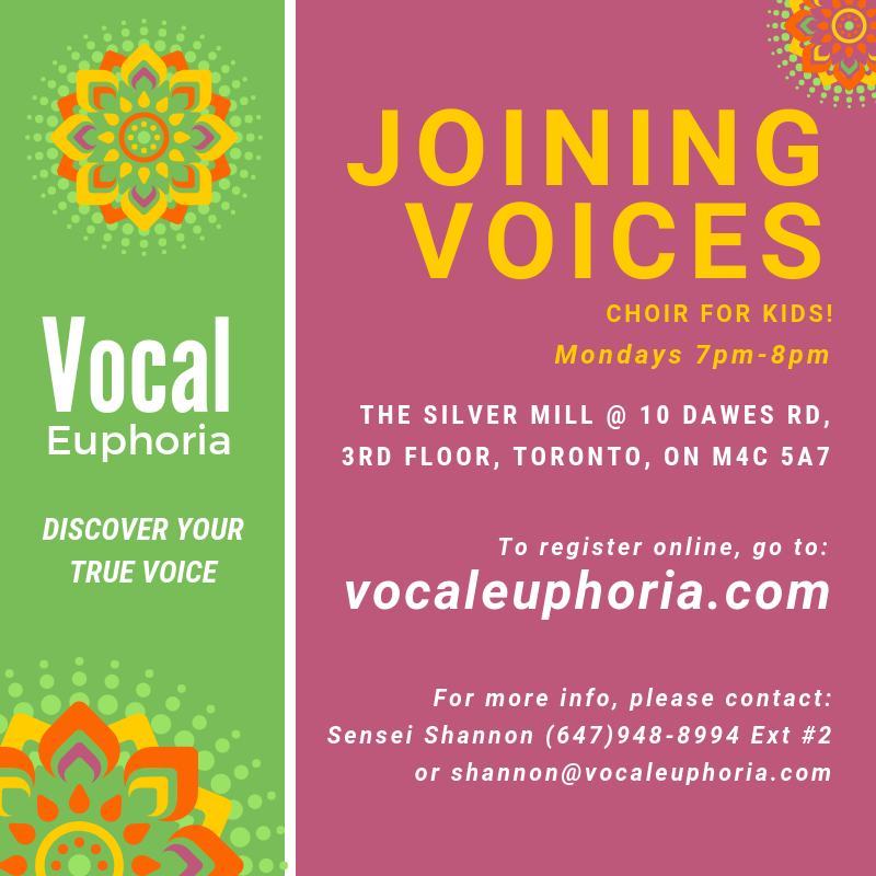 Joining Voices | The Silver Mill, Back Door, 10 Dawes Rd 3rd Floor, Toronto, ON M4C 5A7, Canada | Phone: (647) 948-8994