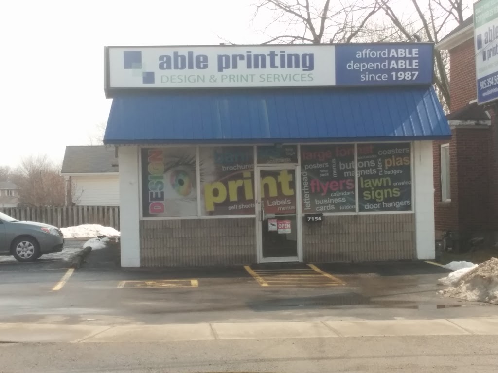 Able Printing Inc | 7156 Drummond Rd, Niagara Falls, ON L2G 4P6, Canada | Phone: (905) 354-5671