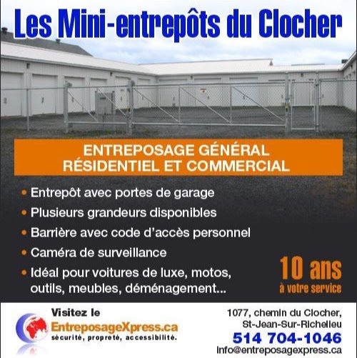 Mini-Entrepôts Du Clocher | 1077 Chemin du Clocher, Saint-Jean-sur-Richelieu, QC J2Y 1A4, Canada | Phone: (514) 704-1046