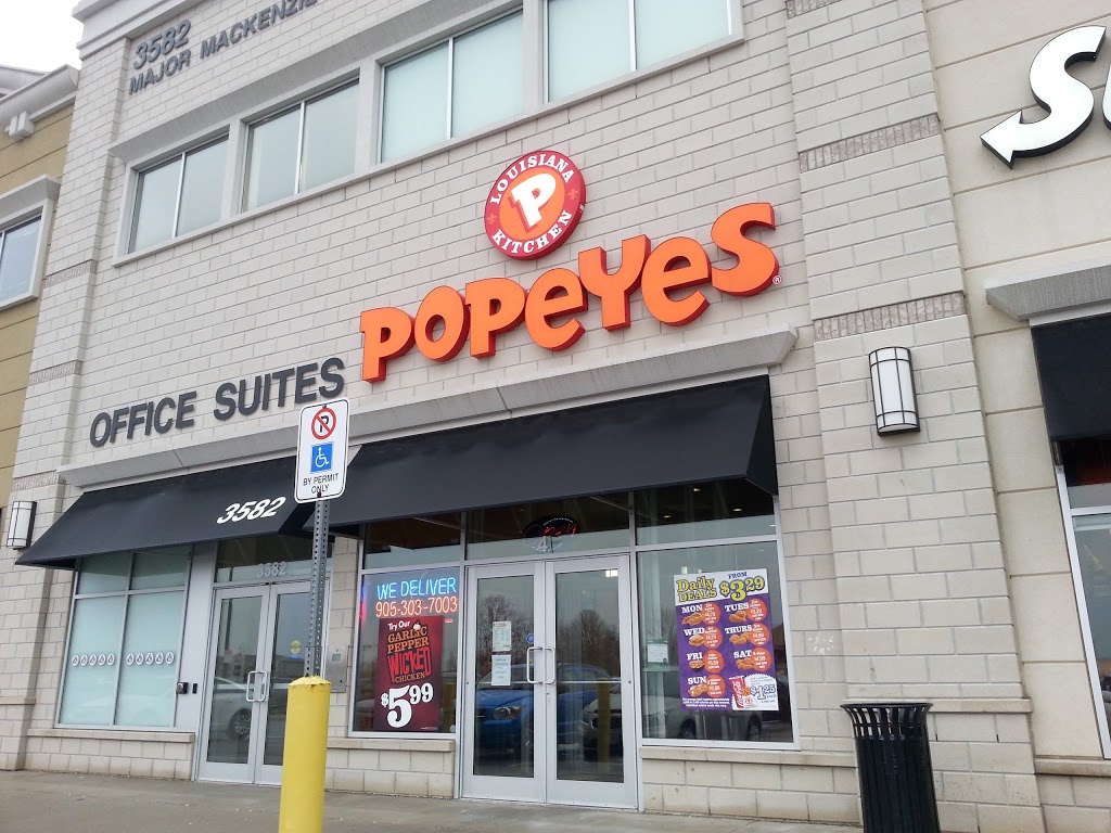 Popeyes Louisana Kitchen | 3582 Major MacKenzie Dr W #4, Vaughan, ON L4H 3T6, Canada | Phone: (905) 303-7003