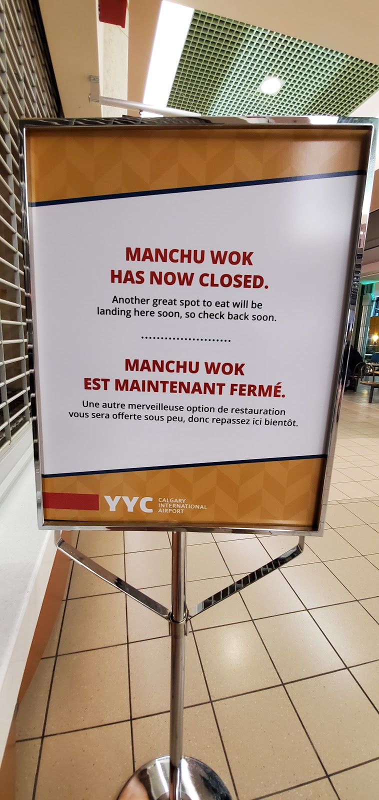 Manchu Wok | Calgary International Airport (YYC), 2000 Airport Rd NE #2, Calgary, AB T2E 6W5, Canada | Phone: (403) 503-2034