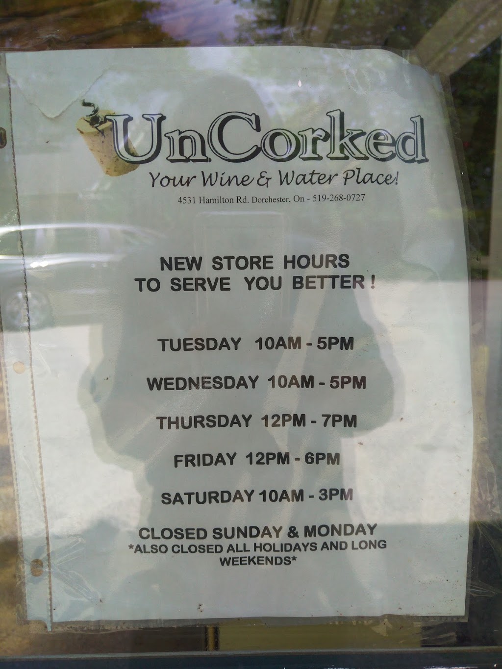 UnCorked. Your Wine & Water Place! | 4531 Hamilton Road RR 3, Dorchester, ON N0L 1G6, Canada | Phone: (519) 268-0727