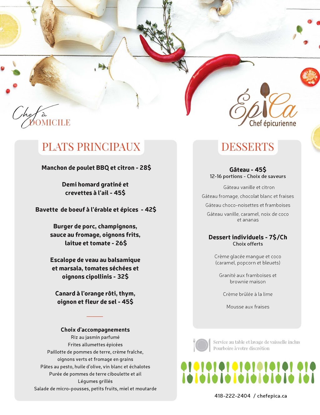 Épica - Chef Épicurienne | 766 8e Rue, Saint-Georges, QC G5Y 5B3, Canada | Phone: (418) 222-2404