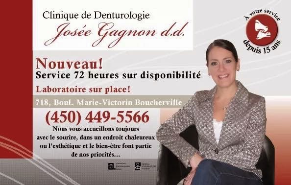 Clinique De Denturologie Josée Gagnon | 718 Boulevard Marie-Victorin, Boucherville, QC J4B 1Y2, Canada | Phone: (450) 449-5566