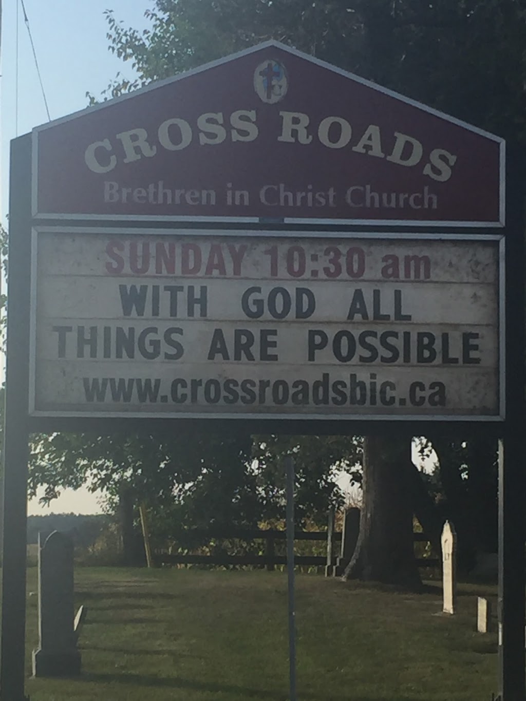 Cross Roads Memorial Church | 4614 Wellington Rd 32, Guelph, ON N1H 6J3, Canada | Phone: (519) 658-9746