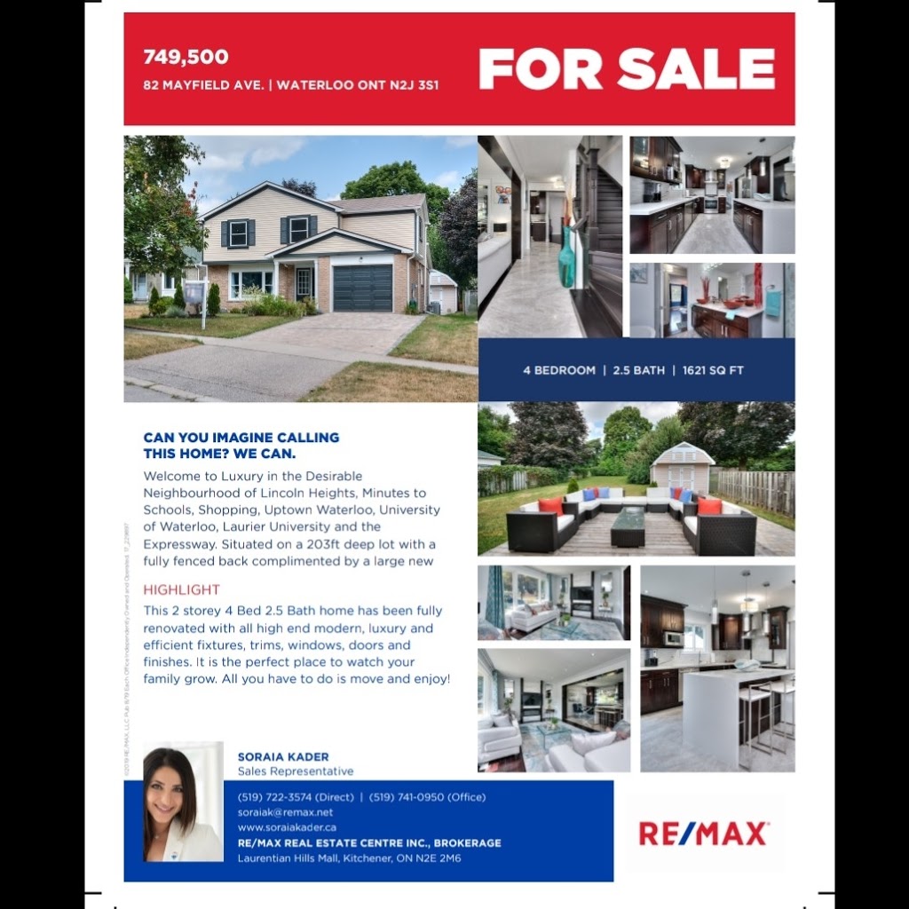 Soraia Kader- RE/MAX Real Estate Centre Inc. | 720 Westmount Rd E, Kitchener, ON N2E 2M6, Canada | Phone: (519) 722-3574