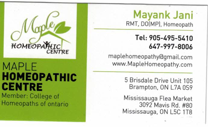 Maple Homeopathic Clinic Brampton | 5 Brisdale Dr #105, Brampton, ON L7A 0S9, Canada | Phone: (905) 495-5410