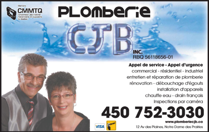 Plomberie Cjb Inc | 12 Avenue des Plaines, Notre-Dame-des-Prairies, QC J6E 6S1, Canada | Phone: (450) 752-3030