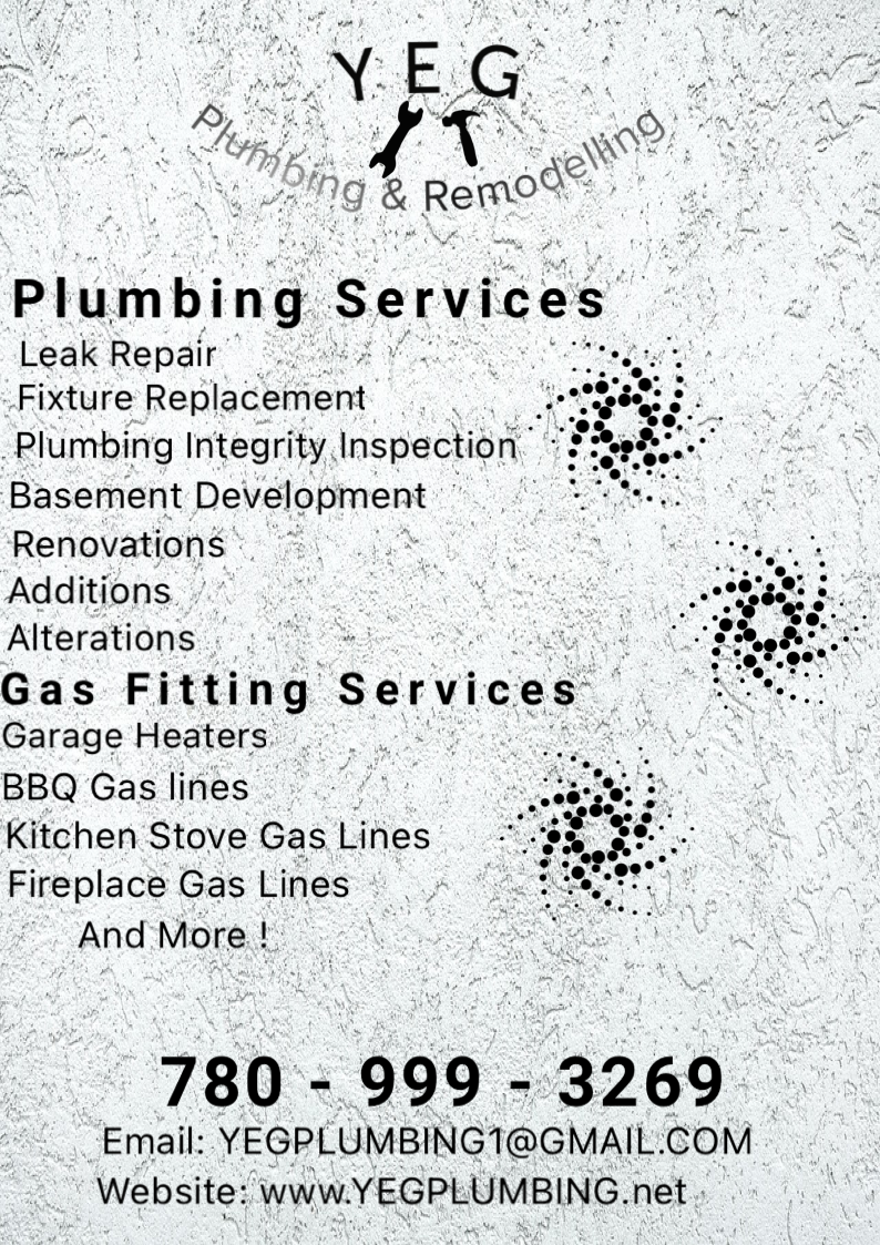 YEG Plumbing and Remodelling | 18616 53 Ave NW, Edmonton, AB T6M 2G3, Canada | Phone: (780) 999-3269