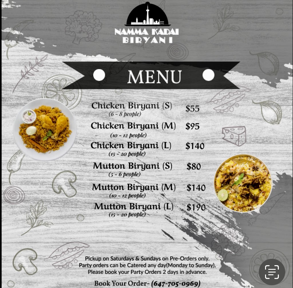 Namma Kadai Biryani | 77 Durango Dr, Brampton, ON L6X 5G9, Canada | Phone: (647) 705-0969