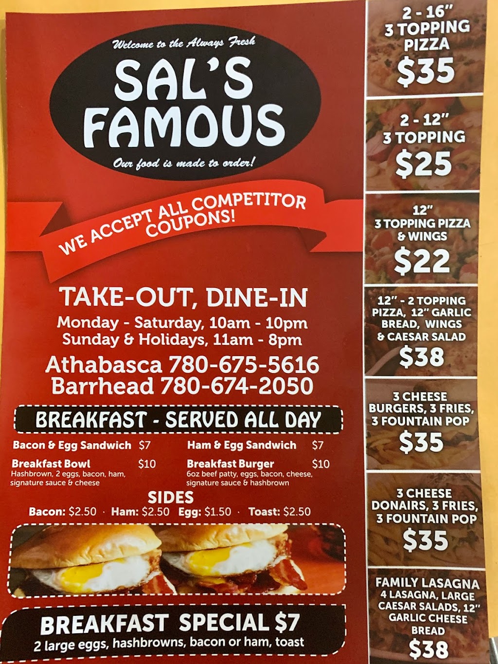 Sals Famous | 5329 49 St #5319, Barrhead, AB T7N 1P3, Canada | Phone: (780) 674-2050