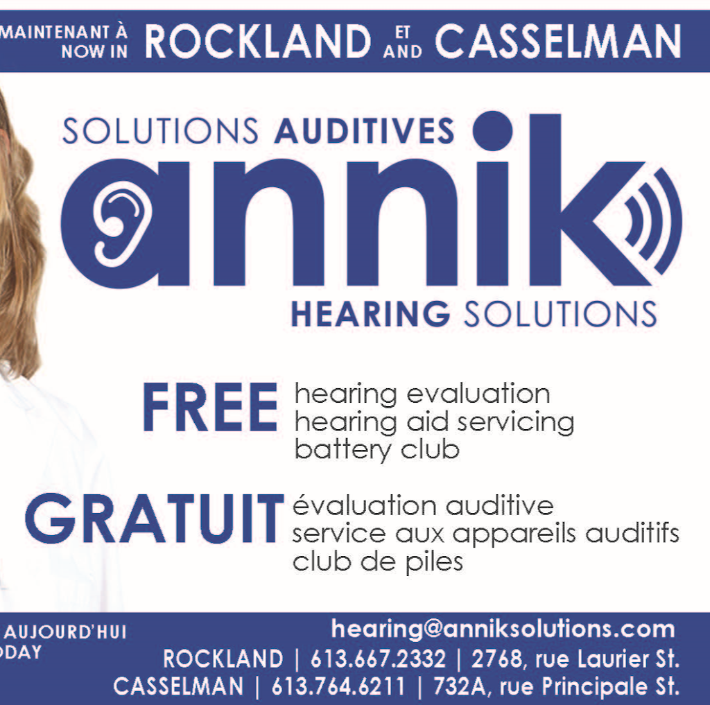 Annik Hearing Solutions | 2617 Laurier St, Rockland, ON K4K 1A2, Canada | Phone: (613) 667-2332