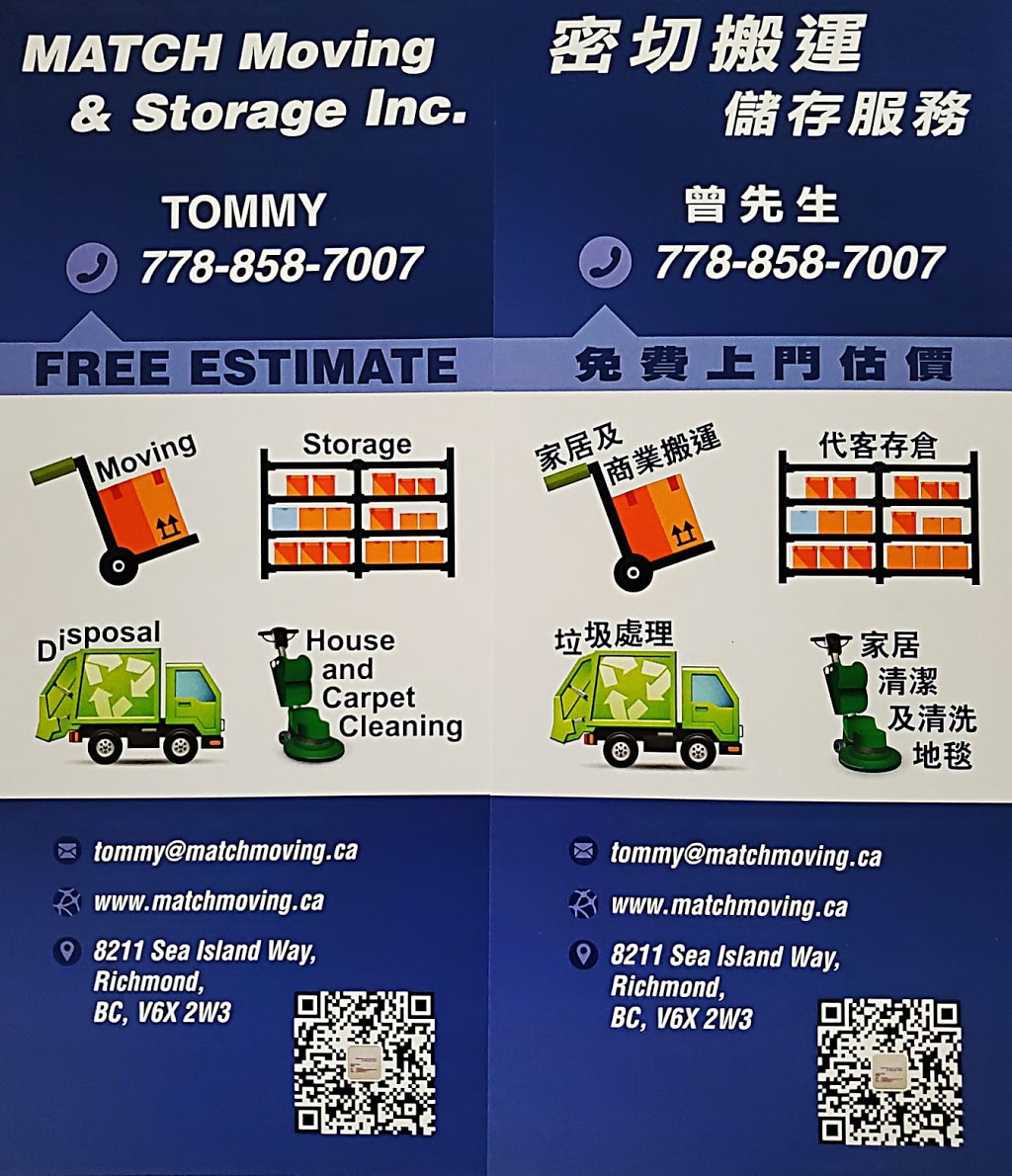 Match Moving & Storage Inc. | 8211 Sea Island Way, Richmond, BC V6X 3A3, Canada | Phone: (778) 858-7007
