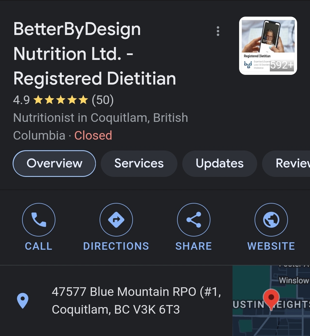 BetterByDesign Nutrition Ltd. - Registered Dietitian | 47577 Blue Mountain RPO (#1, Coquitlam, BC V3K 6T3, Canada | Phone: (604) 617-9593