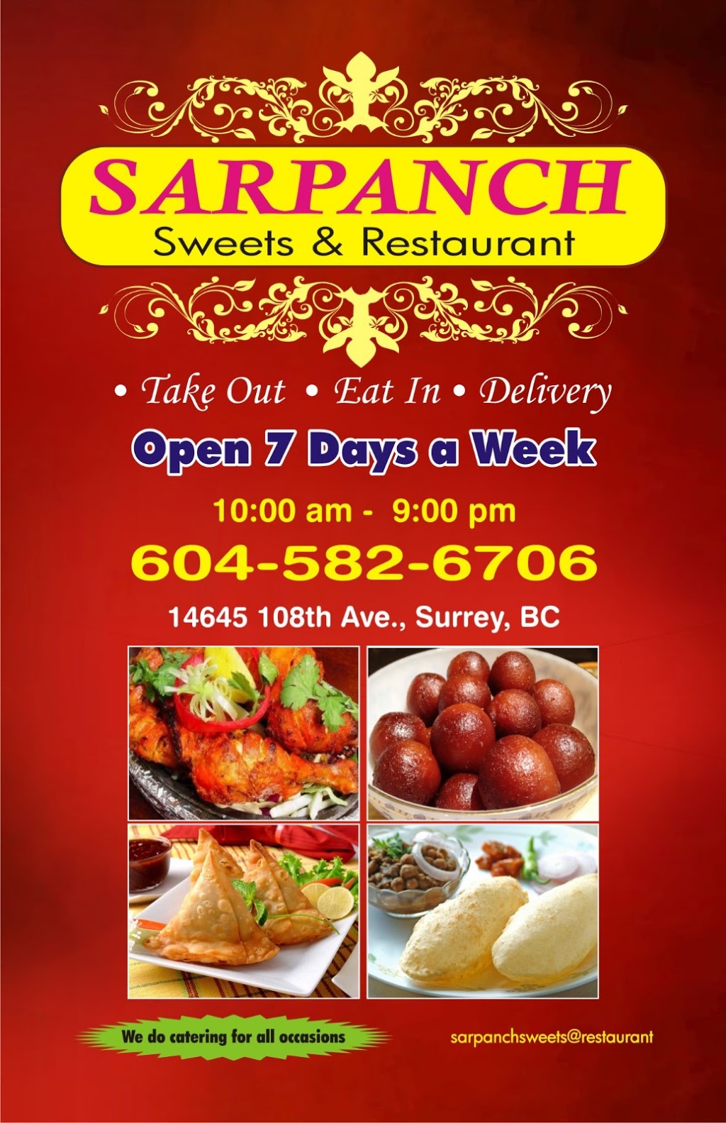 Sarpanch sweets and Restaurants | 14645 108 Ave, Surrey, BC V3R 1V9, Canada | Phone: (604) 582-6706