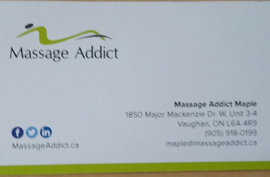 Massage Addict | 1850 Major MacKenzie Dr W, Maple, ON L6A 4R9, Canada | Phone: (905) 918-0199