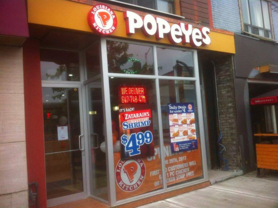 Popeyes Louisiana Kitchen | 523 Danforth Ave, Toronto, ON M4K 1P7, Canada | Phone: (647) 748-4711