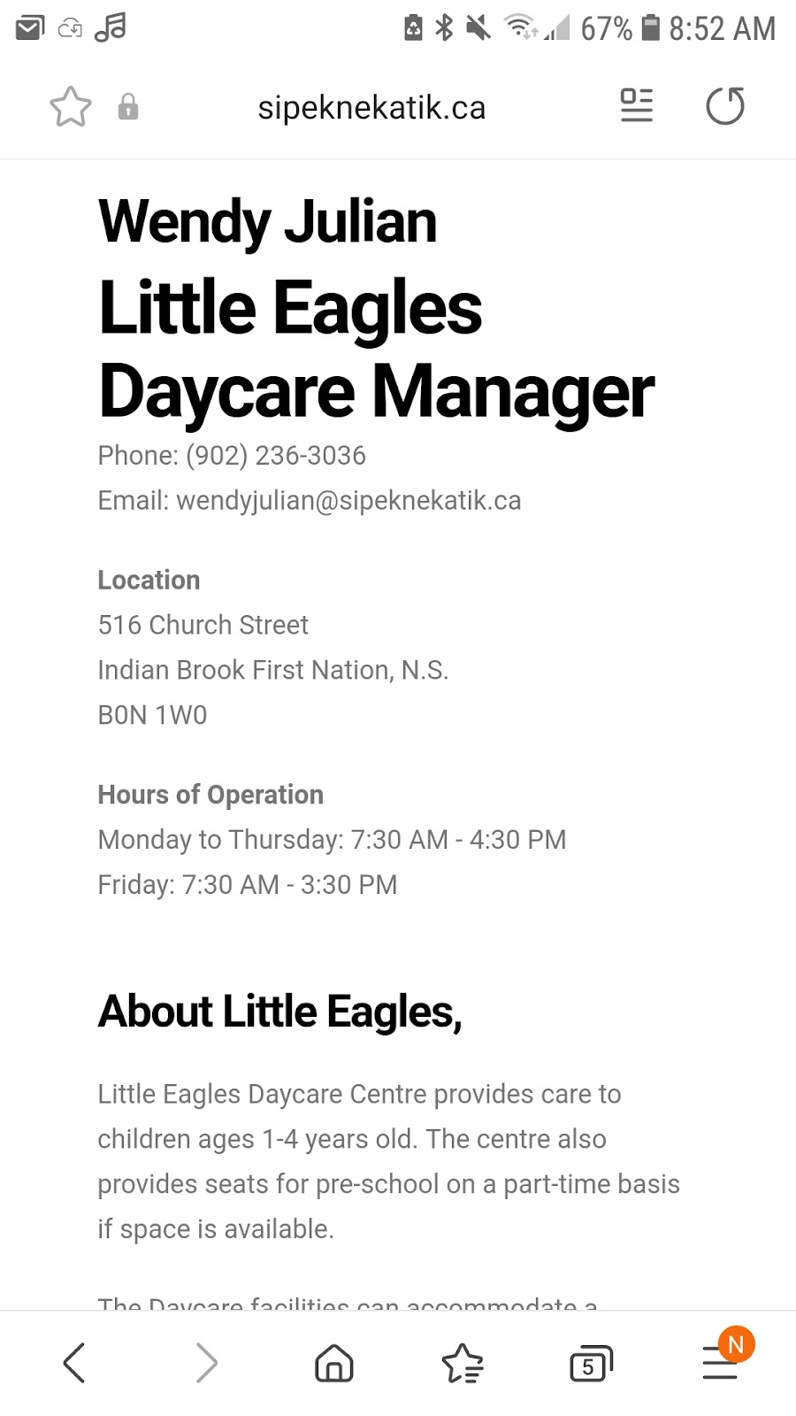 Little Eagles Day Care | 516 Hollywood Dr, Nova Scotia B0N 2H0, Canada | Phone: (902) 236-3036