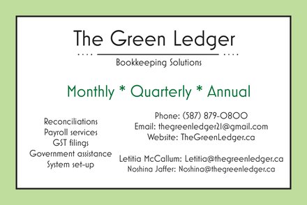 The Green Ledger | 14409 Stony Plain Road NW Lower level, Edmonton, AB T5N 3R8, Canada | Phone: (587) 879-0800