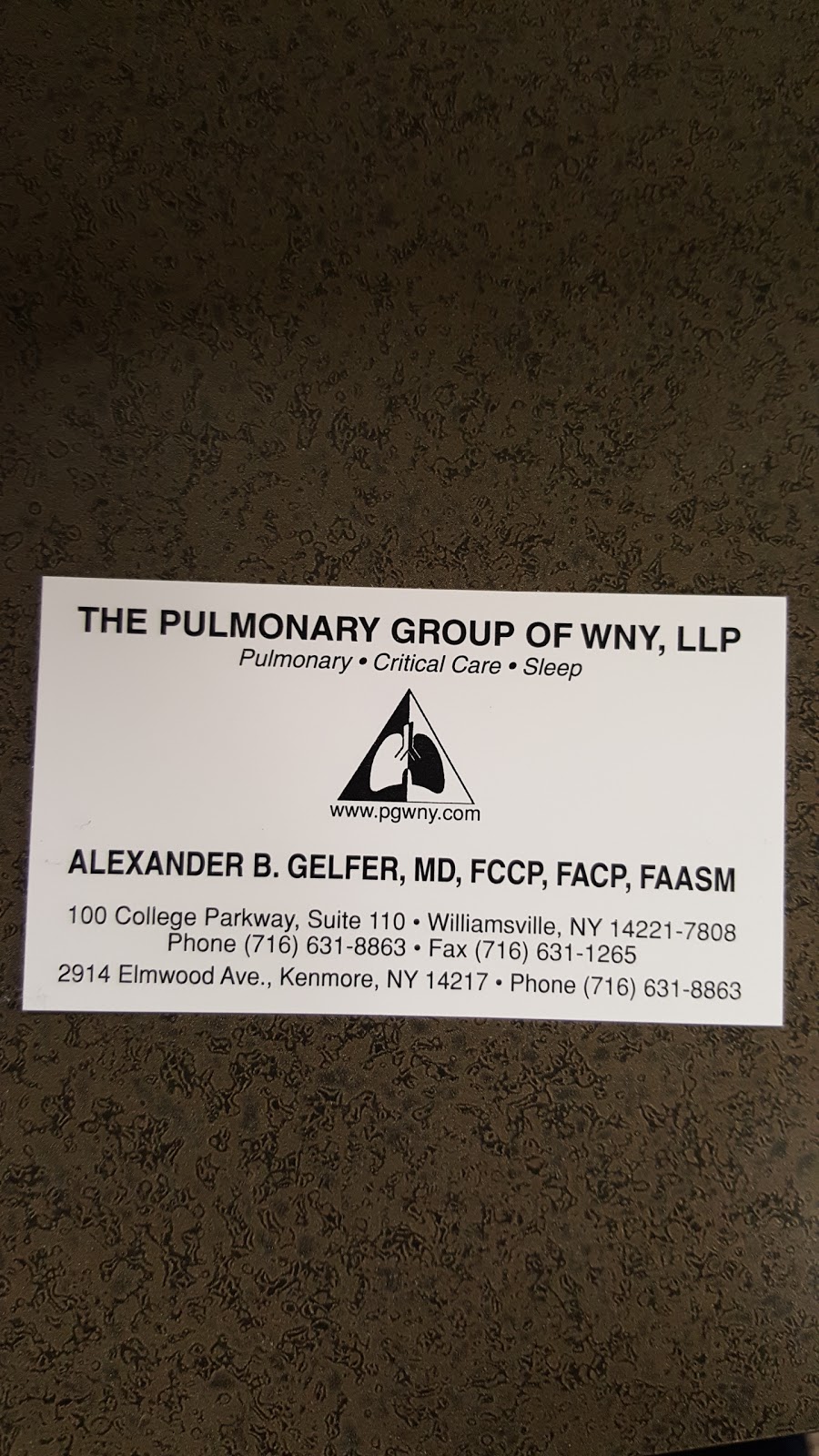 Pulmonary Group-Western Ny: Gelfer Alexander MD | 100 College Pkwy, Buffalo, NY 14221, USA | Phone: (716) 631-8863