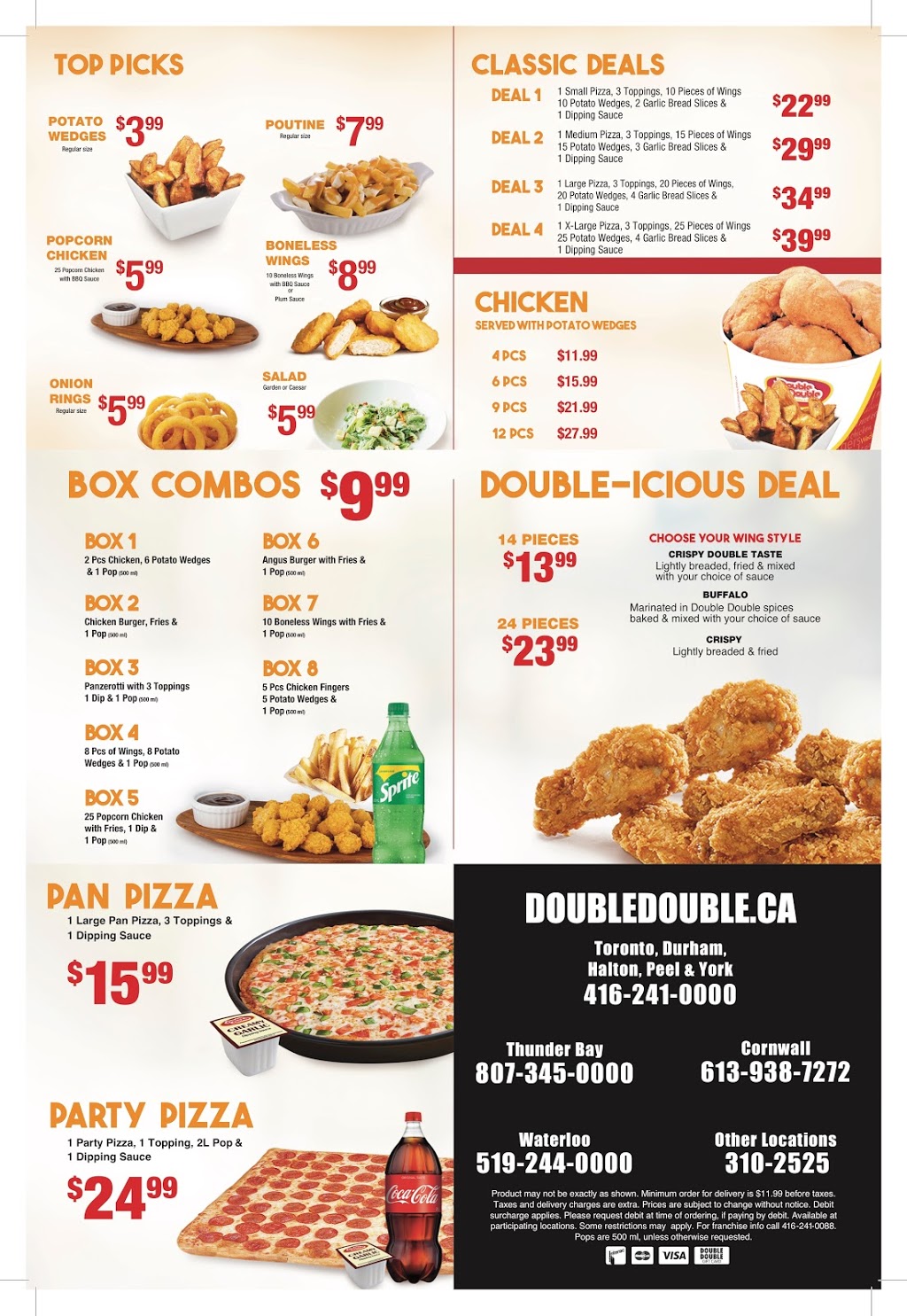 Double Double Pizza & Chicken | 200 John St W, Oshawa, ON L1J 2B4, Canada | Phone: (905) 728-0000