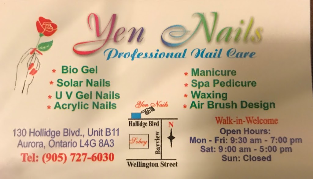 Yen Nails - Waxing & Nail Salon Near Aurora ON | 130 Hollidge Blvd, Aurora, ON L4G 8A3, Canada | Phone: (905) 727-6030