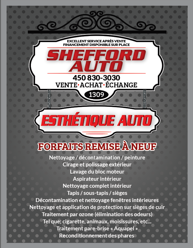 Shefford Esthétique Auto | 1309 Chemin Denison E, Shefford, QC J2M 0C9, Canada | Phone: (450) 830-4444