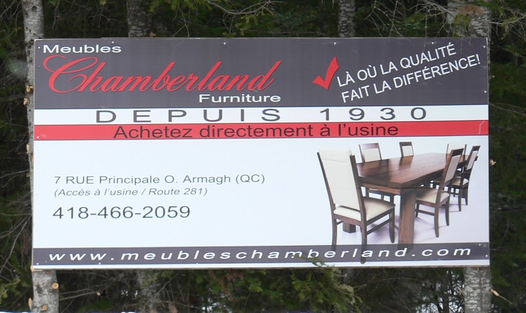 Meubles Chamberland Inc | 7 Rue Principale, Armagh, QC G0R 1A0, Canada | Phone: (418) 466-2059