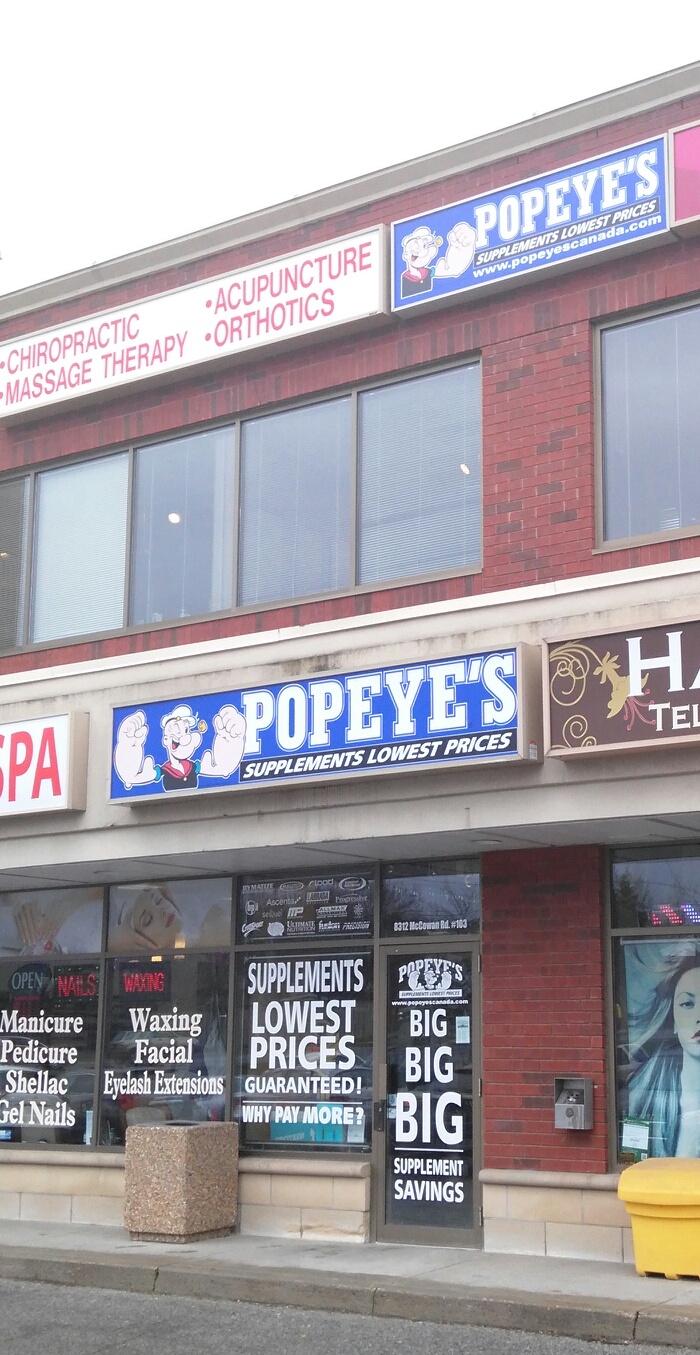 Popeyes Supplements Markham | 8312 McCowan Rd #103, Unionville, ON L3P 8E1, Canada | Phone: (905) 477-1002